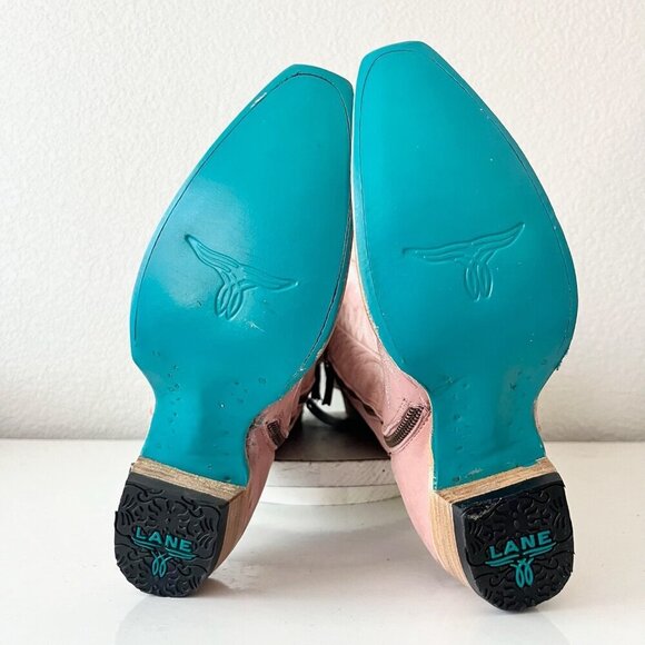 Lane LEXINGTON Over the Knee Womens Cowboy Boots 8 Pink Western Cowgirl Lace Up - Picture 12 of 15